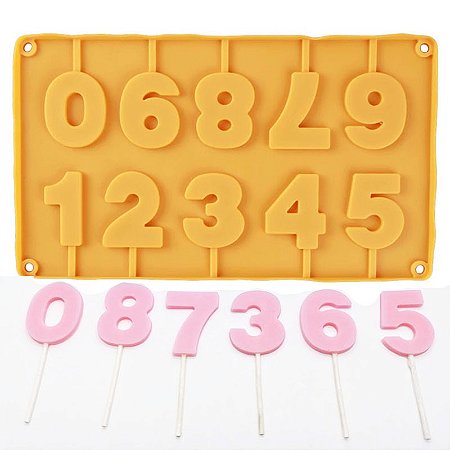 Molde de Silicone Pirulito Números para Bolo Aniversário