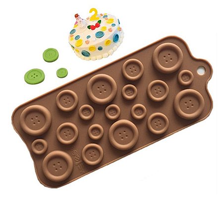 Molde de Silicone Botão Botões para Chocolate Bicuit Resina