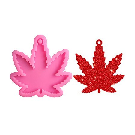 Molde de Silicone Artesanato Folha Cannabis Erva Maconha Para Chaveiro Resina