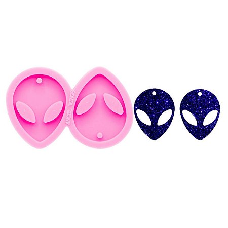 Molde de Silicone Artesanato Resina Alien Alienígena Extraterrestre Dupla