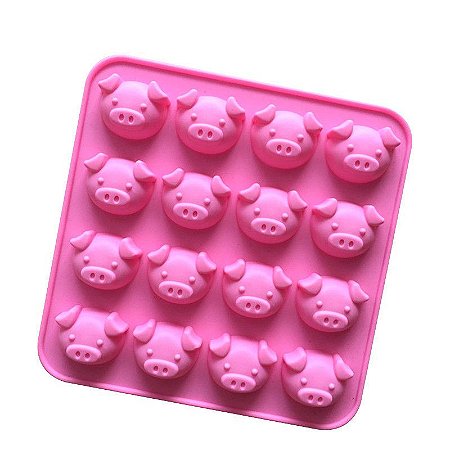 Molde de Silicone Porco Porquinho Chocolate 16 Cavidades