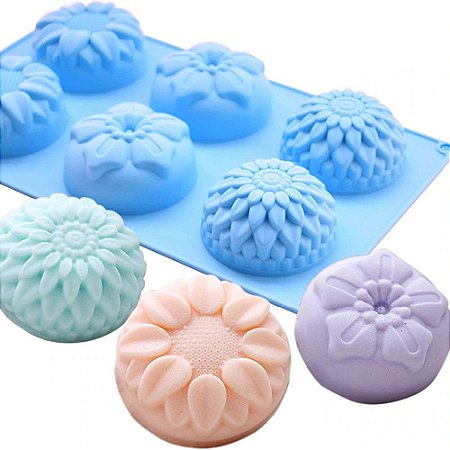 Forma Molde de Silicone Sabonete Artesanal 6 Cavidades Flor Floral S16