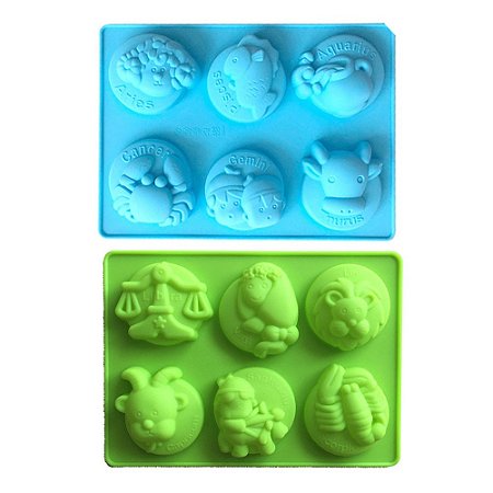 Forma Molde de Silicone Sabonete Artesanal Pequeno 12 Signos Zodíaco S14