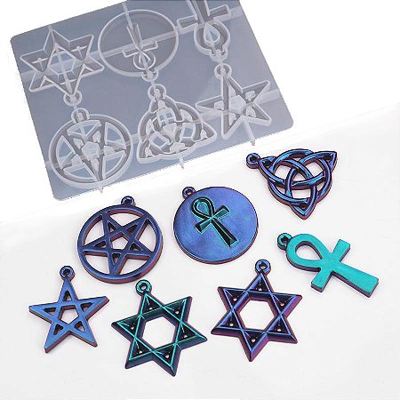 Molde de Silicone Estrela David Pentagrama Ankh Cruz Egipcia Triplicate