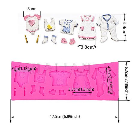 Molde de Silicone Chá De Bebê Varal Roupas Bolo Biscuit