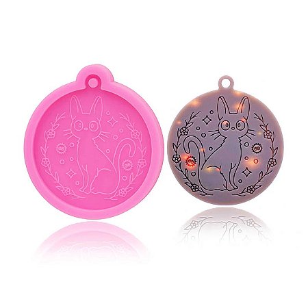 Molde de Silicone para Artesanato Chaveiro Redondo Gato 5cm