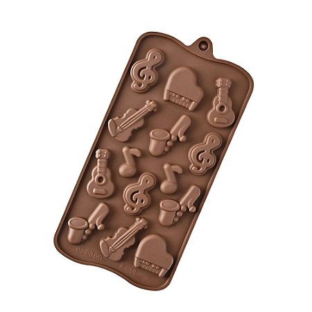 Molde de Silicone Música Instrumento Musical Chocolate Biscuit Resina