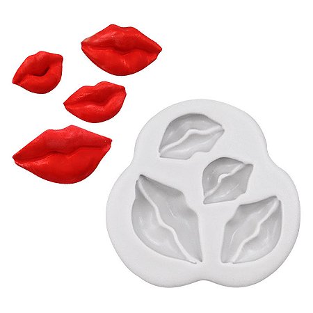 Molde de Silicone Boca Beijo Chocolate Biscuit Pasta Americana