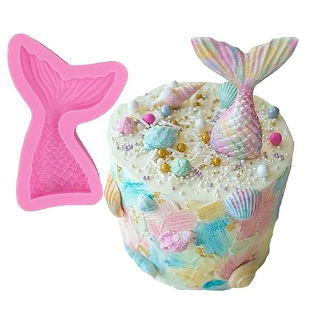 Molde de Silicone Cauda de Sereia Mar para Chocolate Biscuit Resina