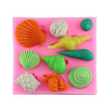 Molde de Silicone Concha Fundo Mar para Chocolate Biscuit