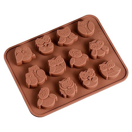 Molde de Silicone Corujas para Chocolate Resina Sabonete
