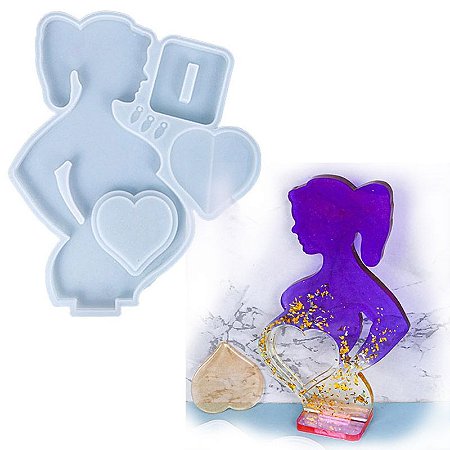 Molde de Silicone Porta Retrato Eternização Resina Artesanato Mãe Grávida Gestante