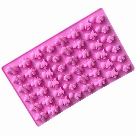 Molde de Silicone Bala de Gelatina Mini Dinossauro para Chocolate Resina