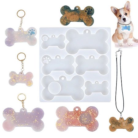 Molde de Silicone Artesanato Osso Cachorro Chaveiro Pingente