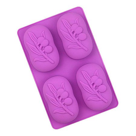 Molde Silicone Sabonete Artesanal 4 Cavidades Oliveira S01