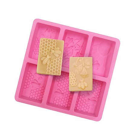 Forma Molde de Silicone Sabonete Artesanal Abelha Colméia S13