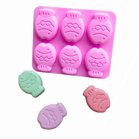 Forma Molde de Silicone para Sabonete Artesanal Infantil Peixes S06