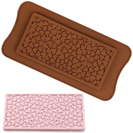 Forma Molde de Silicone para Barra de Chocolate Coração 16 X 7,9 Cm