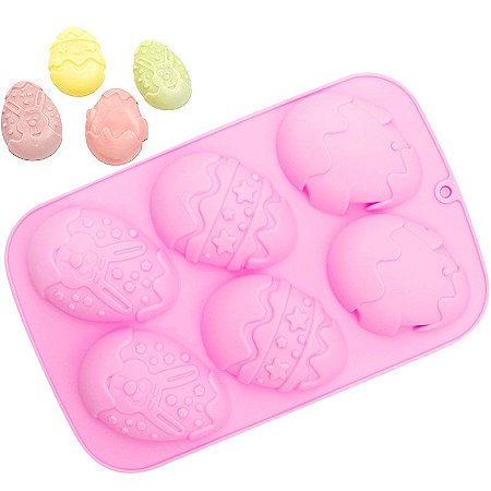 Forma Molde de Silicone Ovo Ovinhos de Páscoa Chocolate 6 Cavidades