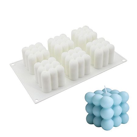 Molde de Silicone para Vela Sabonete Bolinha Bubble 6 Cavidades
