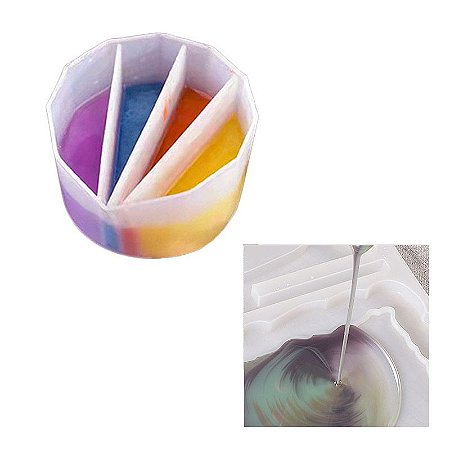 Copo Pote de Silicone Reutilazável 4 Divisórias Divisor Cores