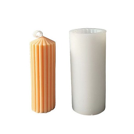 Molde de Silicone para Vela Cilíndrica Vertical Linha Listras 11,6cm