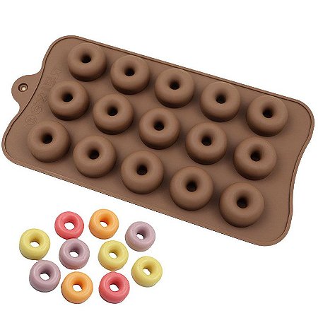 Molde de Silicone Mini Rosca Rosquinha Chocolate 15 Cavidades