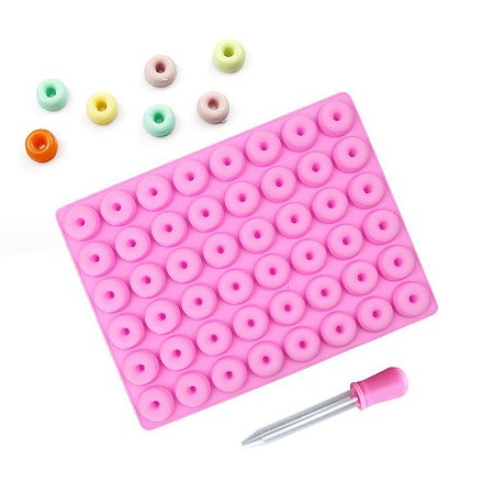 Molde de Silicone Mini Rosca Rosquinha 48 Cavidades com Conta Gotas
