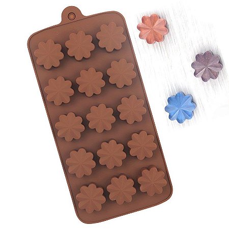 Molde de Silicone para Chocolate Bombom Sabonete Flores F02