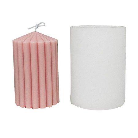 Molde de Silicone para Vela Cilíndrica Vertical Linha Listras 7,5cm