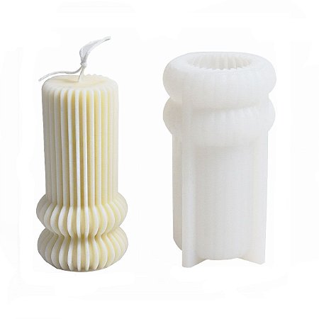 Molde de Silicone para Vela Cilíndrica Vertical Linha Listras 12,5cm