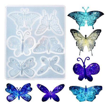 Molde de Silicone Borboletas para Artesanato Resina Pingente Brinco