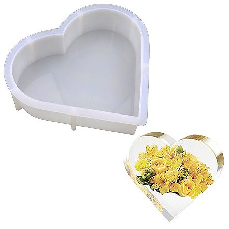 Molde de Silicone Coração Eternização Resina Artesanato 22cm