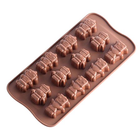 Molde de Silicone Robôs Robozinho para Chocolate Biscuit Resina
