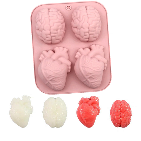 Molde de Silicone Cérebro Coração Realista Halloween