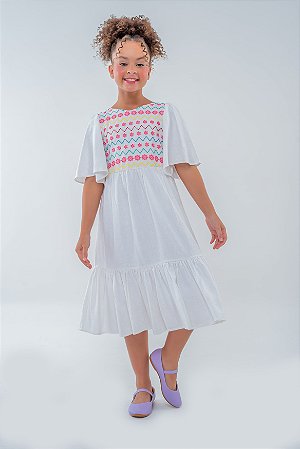 Vestido  off white com bordados