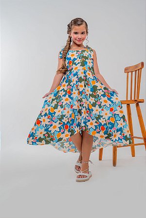Vestido mullet estampa floral azul