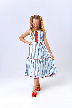 Vestido midi listras  azul
