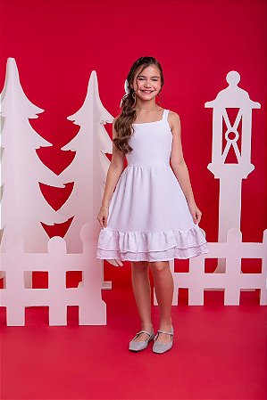 Vestido infantil branco babados