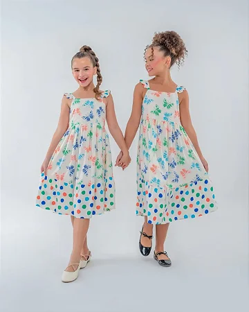 Vestido midi poá/borboleta