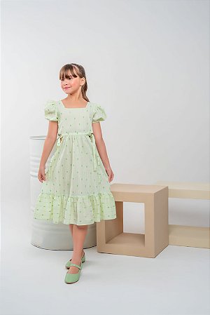 Vestido midi bordado Verde