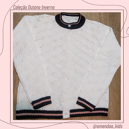 Cardigan tricot off white e preto