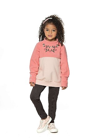 Conjunto infantil menina calça legging marron