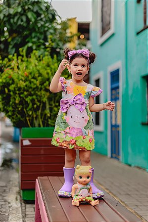 Vestido infantil menina laço lilás