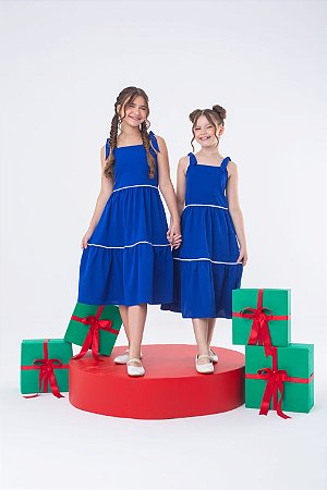 Vestido infantil midi azul