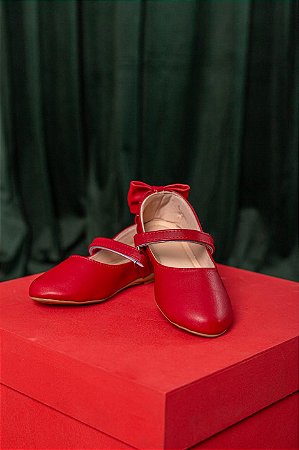 Sapatilha infantil vermelha laço