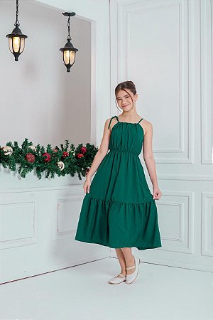 Vestido infantil midi verde
