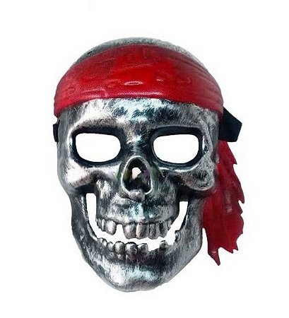 Máscara de Caveira Pirata Bandana Prata