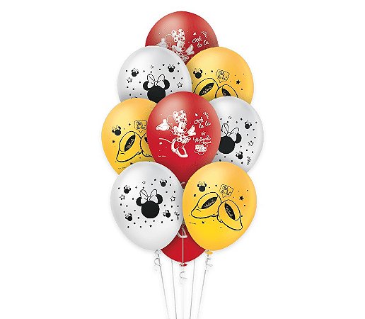 Balões Bexigas Festa Minnie Mouse - 9 Polegadas (23cm) - 25 Unidades