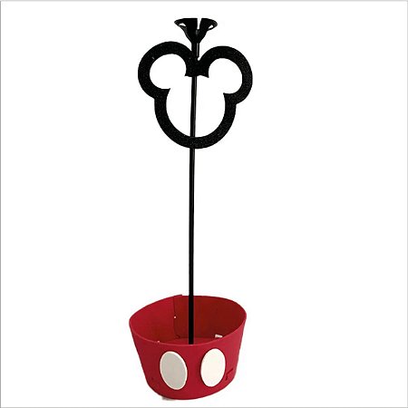 Centro de Mesa Mickey Mouse com Cachepot de EVA e Pega Balão - 21x11cm - Piffer